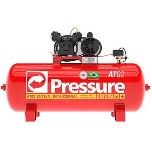 Compressor de ar 10 pés 175 Litros Media Pressão monofásico PRESSURE-AT10/175