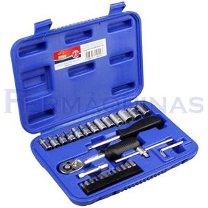 Jogo de Soquete Sextavado 1/4" c/ 33 pçs - CORNETA