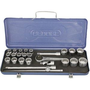 Jogo de Soquetes Estriados e Acessórios 1/2" (25 pçs) – D19KMU GEDORE
