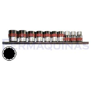 Jogo de Soquete estriados 1/2" com 11 peças - MTX - 135969