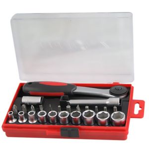 Jogo de Soquete e bits 1/4 com 25 peças - ROBUST - 20025