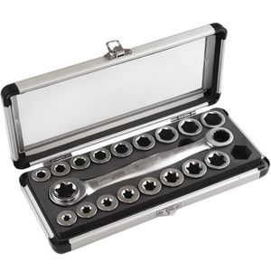 Jogo de Catraca intercambiável multiuso sextavado e torx femea 19 peças - Robust