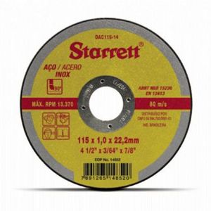 Disco de Corte 115X1,0X22,2MM (4.1/2"X3/64"X7/8") - STARRETT