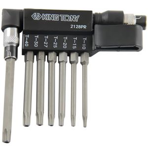 Jogo de Chave de Soquete 1/4" e Bits Torx com Guia (8 Pçs) - KING TONY