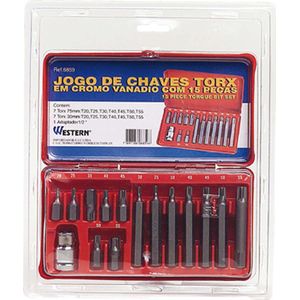 Chave Torx Jogo 15pç Bits - WESTERN