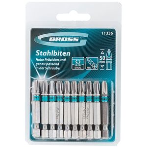 Bits Phillips 10pç 1/4" X 50mm Ponta 5/16" - GROSS