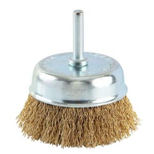 Escova de aço latonado 75 mm copo com haste - BRASFORT