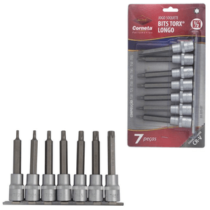 Jogo de Soquete Bits Torx Longo 1/2” (T20 – T55) - CORNETA