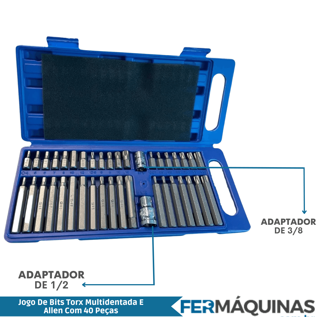 Aproveite! Jogo de Bits Allen Multidentada e Torx 40 Pçs FC6840