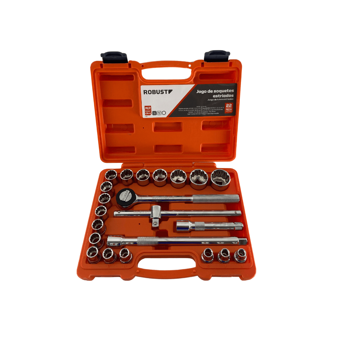 Adquira Jogo de Soquete Estriado ½” 22 Pçs ROBUST D2622AM