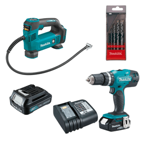 Combo Parafusadeira/Furadeira de Impacto + Compressor de Ar MP100 com 2 Baterias e Carregador - KITHP333+MP100 MAKITA
