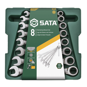 Jogo de Chave Combinada com Catraca de 8 a 19mm 8 Pçs - ST08008SJ SATA
